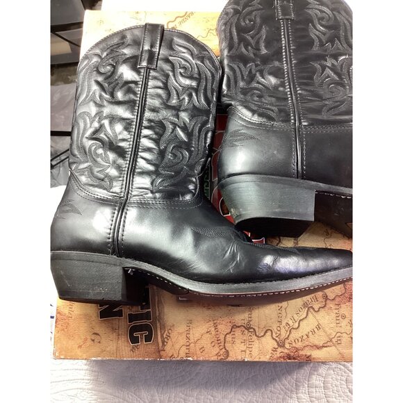 Laredo Cowboy Boots Men’s Black Leather* Sz 11 EW *Hawk*Western Style*Box - Picture 9 of 16